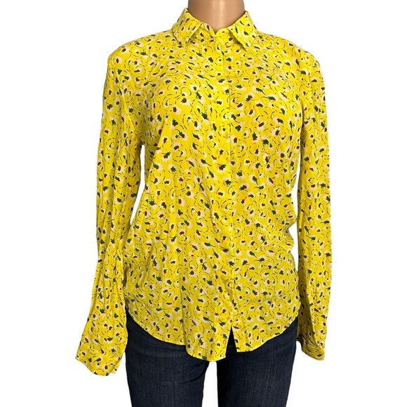 3/$30 🍂& Other Stories Stockholm Atelier Yellow Silk Button-up Shirt - Picture 4 of 10